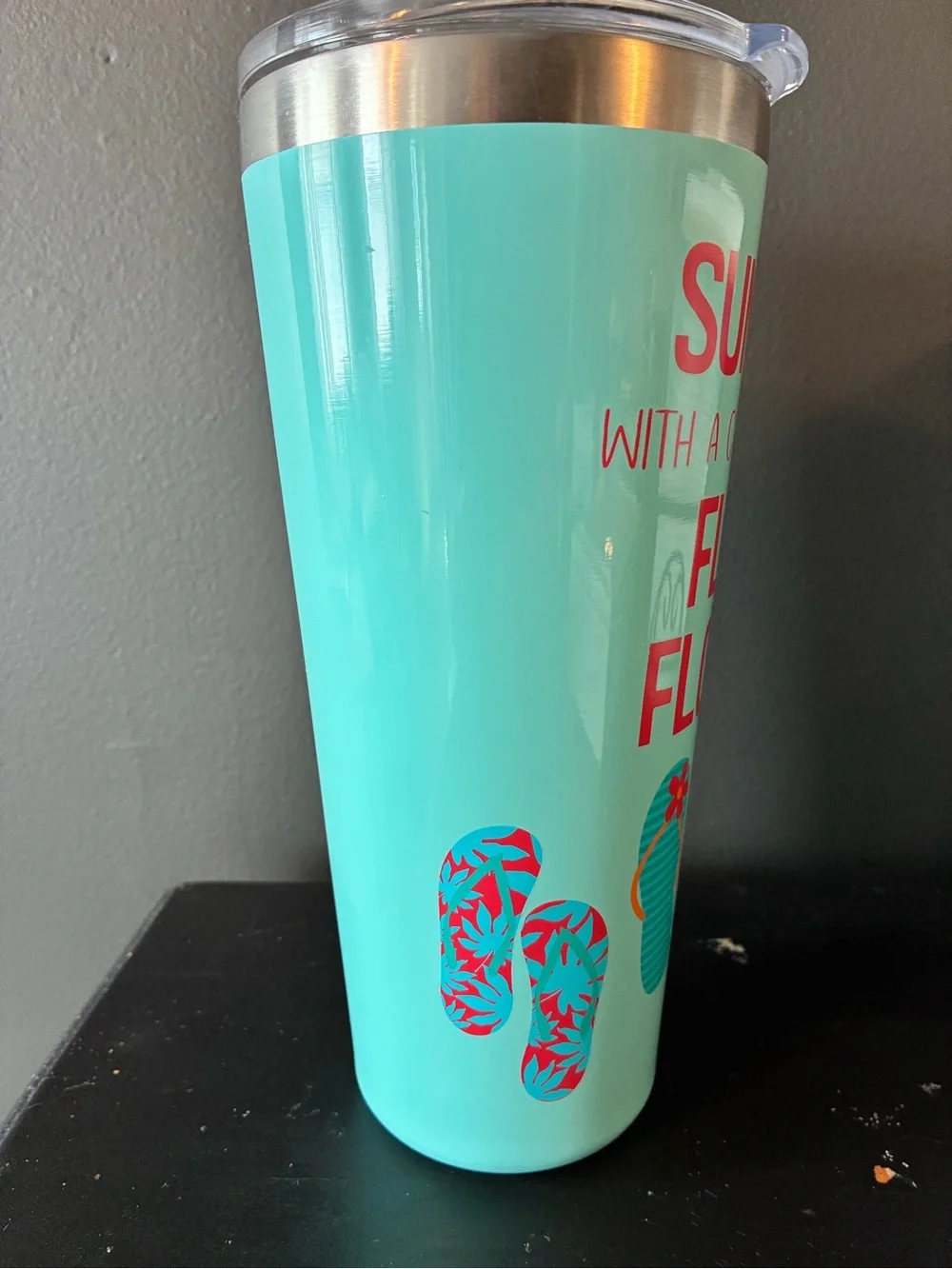 Sunny with a Chance of Flip Flops Aqua Party Tumbler